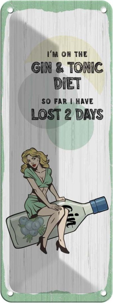 Blechschild 27x10 cm Pinup I´m on the Gin & Tonic Diet