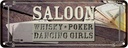Blechschild 10x27 cm Saloon Whisky Poker Dancing