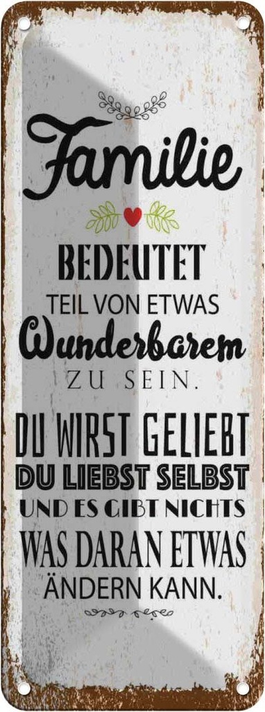 Blechschild 27x10 cm Familie Teil von etwas wunderbarem Spruch Zitat