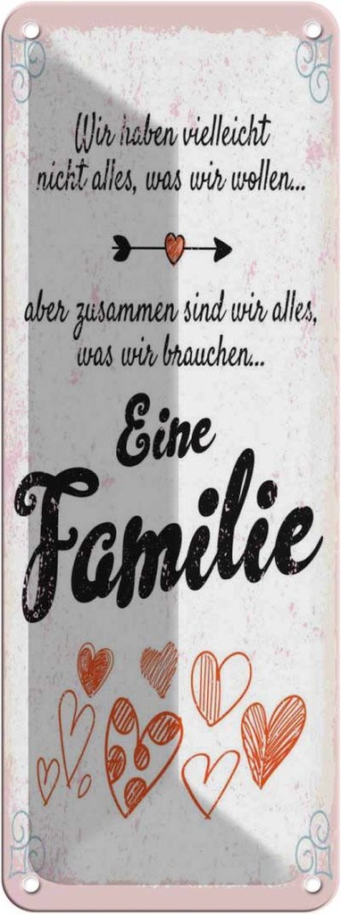 Blechschild 27x10 cm Familie Zusammen sind wir alles Spruch Zitat