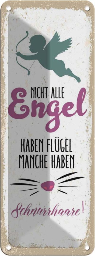 Blechschild 27x10 cm Nicht alles Engel haben Flügel Spruch Zitat