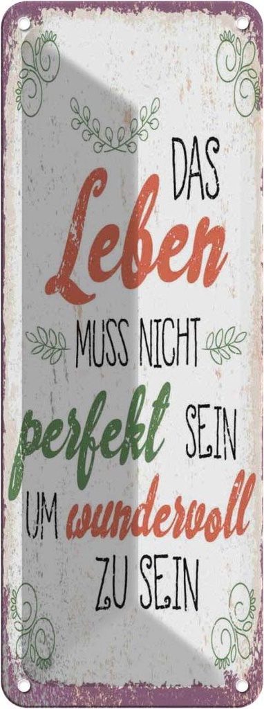 Blechschild 27x10 cm Leben muss nicht perfekt sein um Spruch Zitat