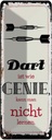 Blechschild 27x10 cm Dart Genie kann man nicht lernen Spruch Zitat
