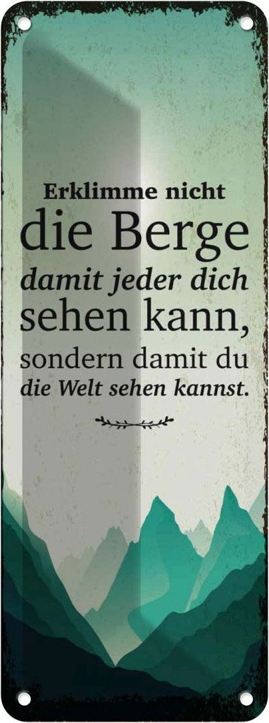 Blechschild 27x10 cm Erklimme nicht die Berge sondern Spruch Zitat