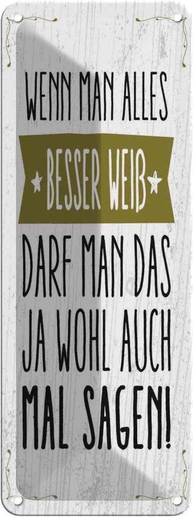 Blechschild 27x10 cm Wenn man alles besser weiß sagen Spruch Zitat