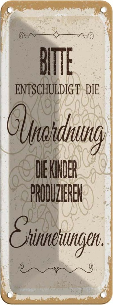 Blechschild 27x10 cm Bitte Entschuldigt Unordnung Spruch Zitat