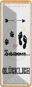 Blechschild 27x10 cm Zusammen Glücklich Hund Mensch Spruch Zitat