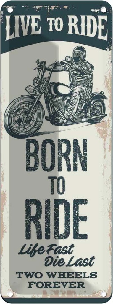 Blechschild 27x10 cm Biker Motorrad born to ride