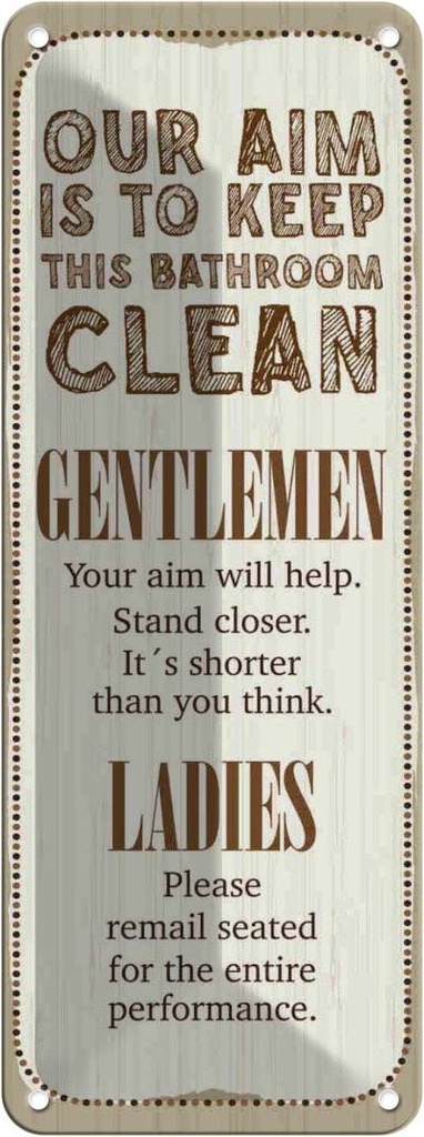 Blechschild 27x10 cm Keep this bathroom clean