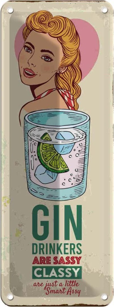 Blechschild 27x10 cm Gin Drinkers are sassy classy