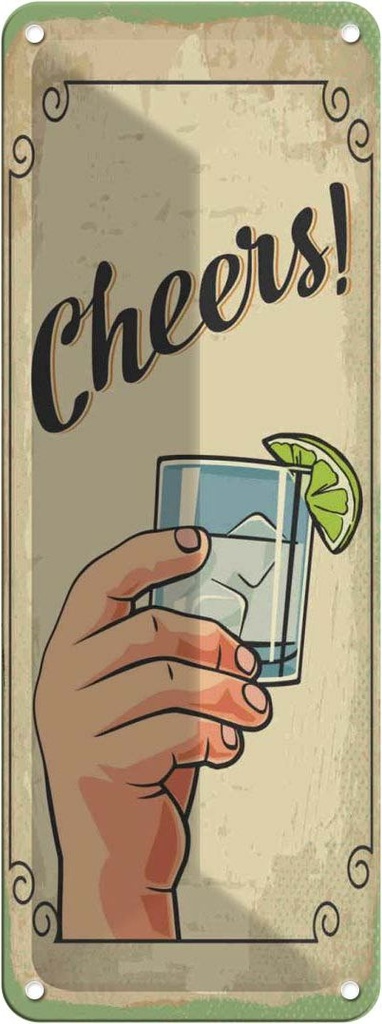 Blechschild 27x10 cm Cheers Gin Tonic Lemon Prost