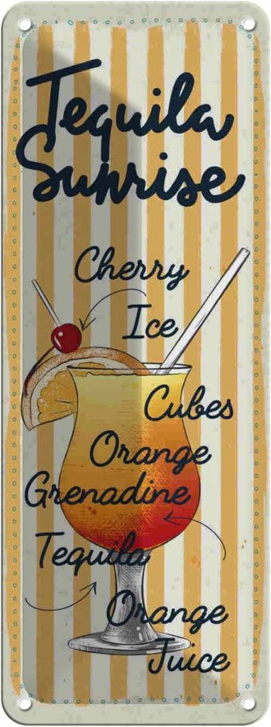 Blechschild 27x10 cm Tequila Sunrise Cherry Orange