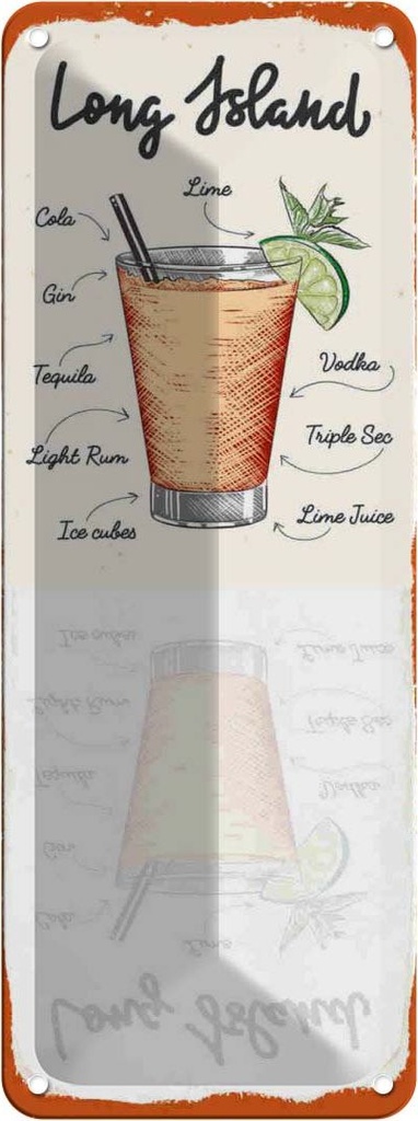 Blechschild 27x10 cm Long Island Tequila Vodka