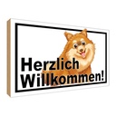 Holzschild 30x40 cm Herzlich Willkommen Hunde Tier Haustier