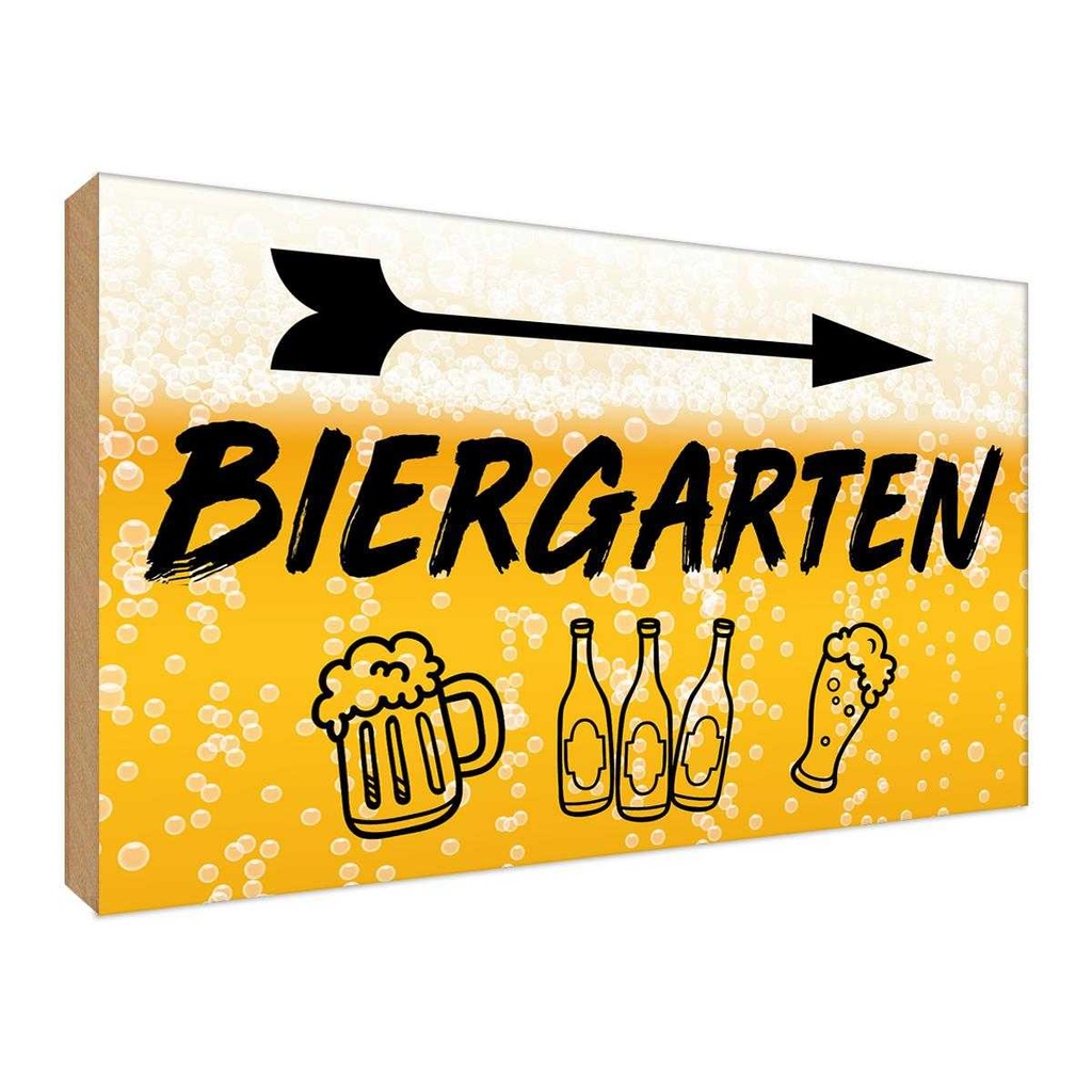 Holzschild 30x40 cm Biergarten rechts Bier