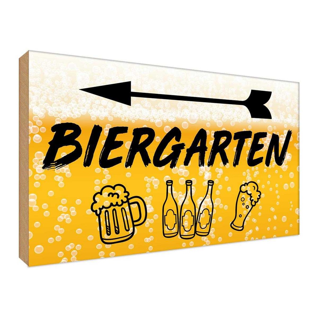 Holzschild 30x40 cm Biergarten links Bier