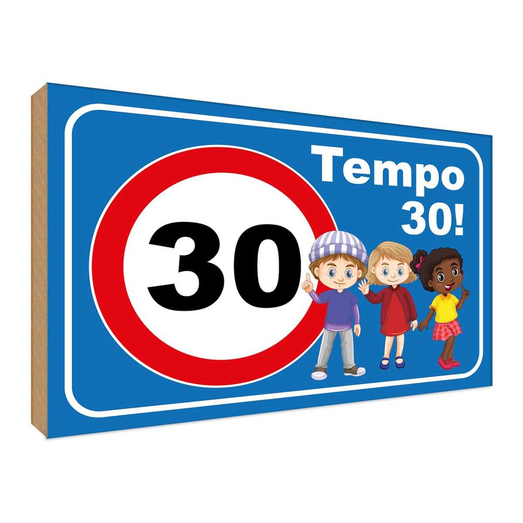 Holzschild 30x40 cm Tempo 30 Kinder Straßenschild
