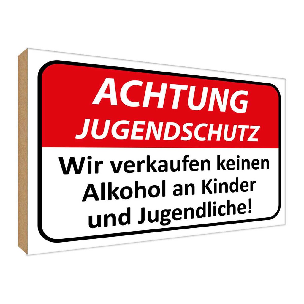 Holzschild 30x40 cm Achtung Jugendschutz Warnschild Hinweisschild