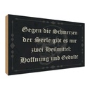 Holzschild 30x40 cm Schmerzen Seele zwei Heilmittel Spruch Zitat