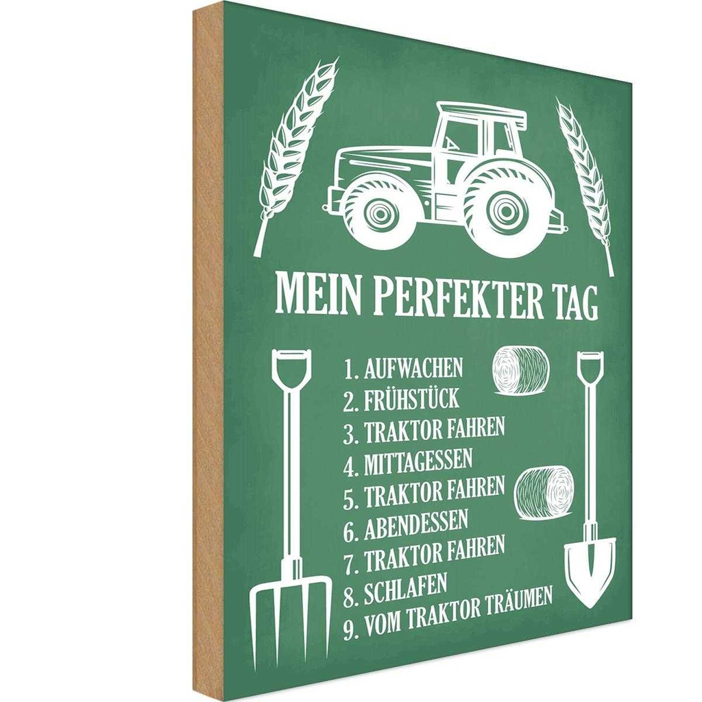 Holzschild 40x30 cm mein perfekter Tag Traktor Auto Garage Werkstatt