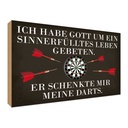 Holzschild 30x40 cm Gott schenkte mir meine Darts Sport Hobby