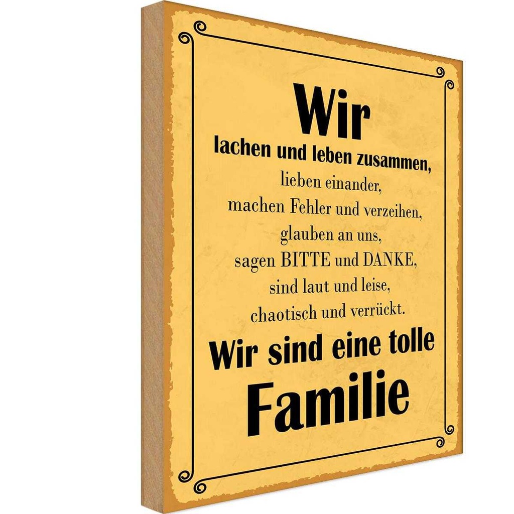 Holzschild 40x30 cm wir sind eine tolle Familie Dekoration