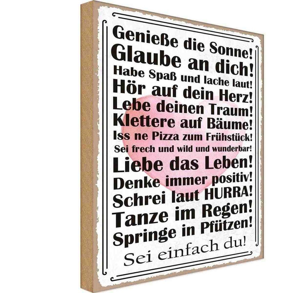 Holzschild 40x30 cm genieße die Sonne sei einfach du Spruch Zitat
