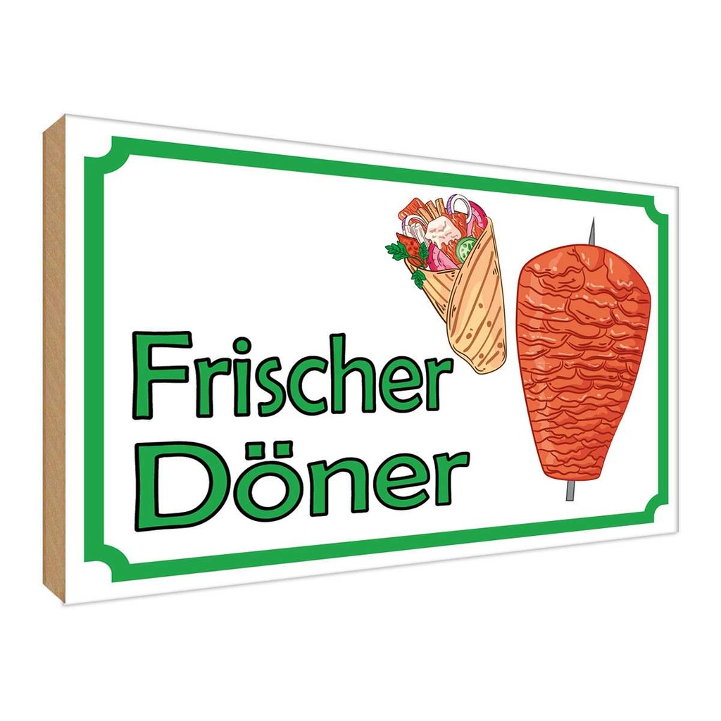 Holzschild 30x40 cm frischer Döner Restaurant Essen Trinken