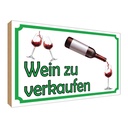 Holzschild 30x40 cm Wein zu verkaufen Alkohol Essen Trinken
