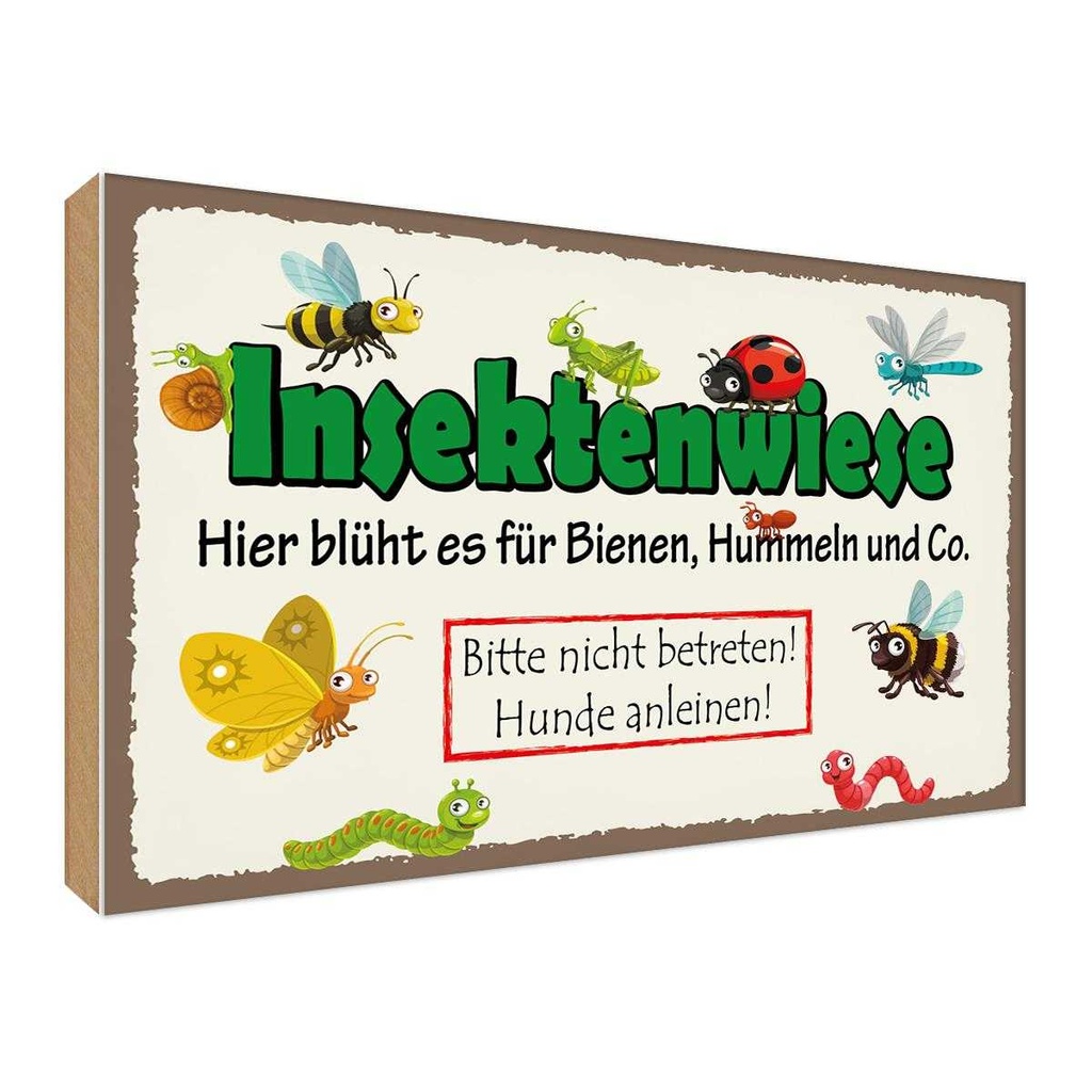 Holzschild 30x40 cm Insektenwiese Bienen Hummeln Tier Haustier