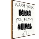 Holzschild 40x30 cm wash your hands filthy animal Warnschild Hinweisschild