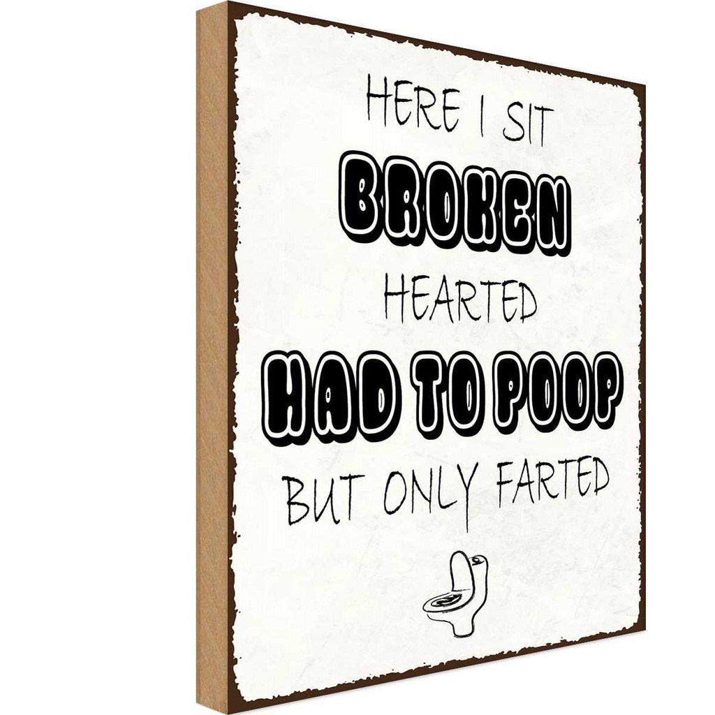 Holzschild 40x30 cm here i sit broken hearted came Dekoration