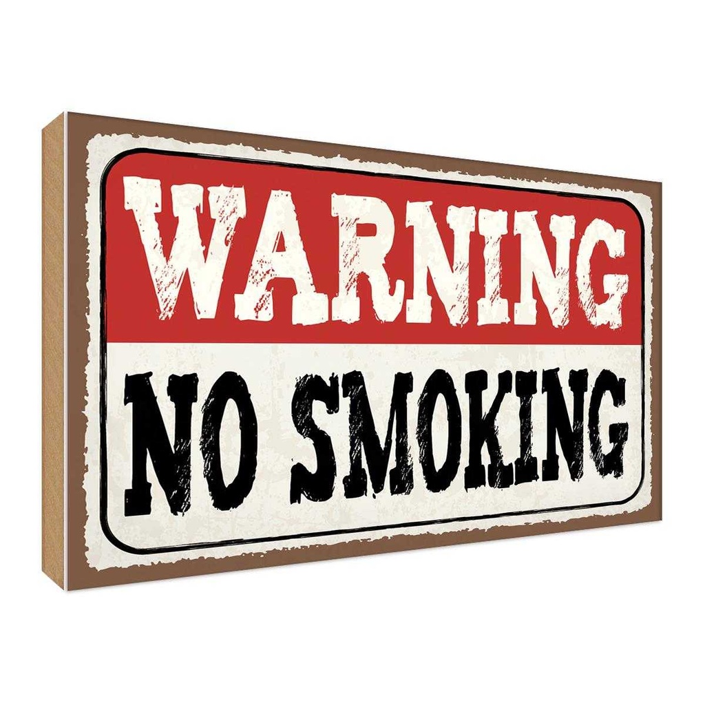 Holzschild 30x40 cm Warning no smoking Geschenk