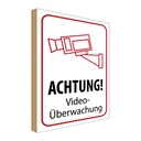 Holzschild 40x30 cm Achtung Videoüberwachung