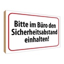 Holzschild 30x40 cm im Büro Sicherheitsabstand Warnschild Hinweisschild