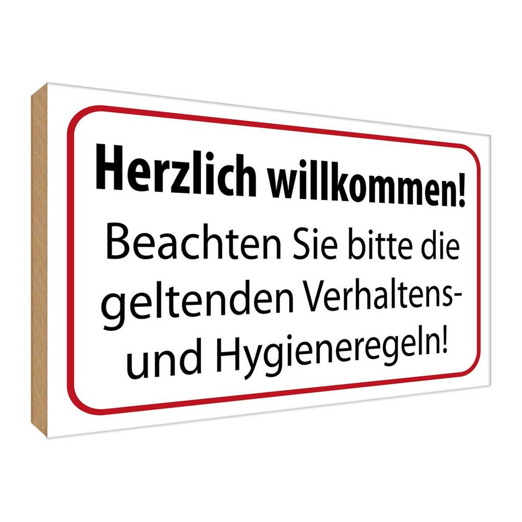 Holzschild 30x40 cm Verhaltens- und Hygienenregeln Warnschild Hinweisschild