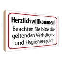 Holzschild 30x40 cm Verhaltens- und Hygienenregeln Warnschild Hinweisschild