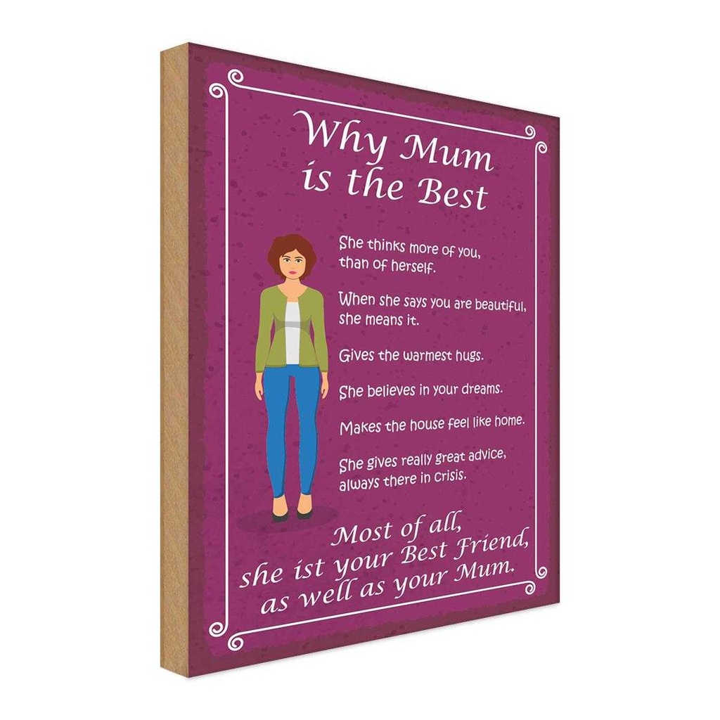 Holzschild 40x30 cm why Mam is the best Mama beste Männer Frauen