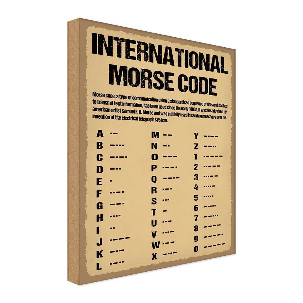 Holzschild 40x30 cm international Morse code Dekoration