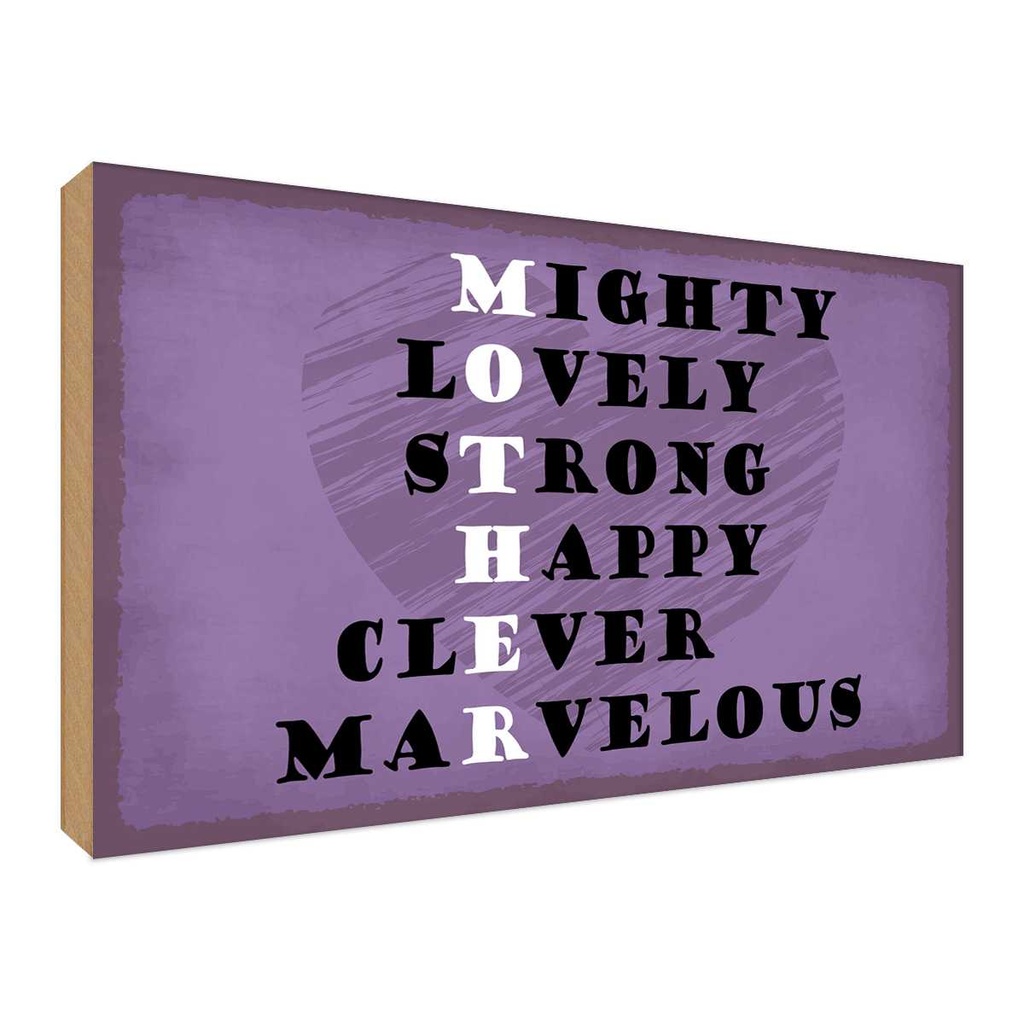 Holzschild 30x40 cm Mother mighty lovely happy Mama Familie Freunde