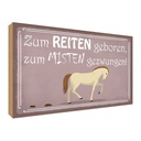 Holzschild 30x40 cm zum Reiten geboren Pferd Tier Haustier
