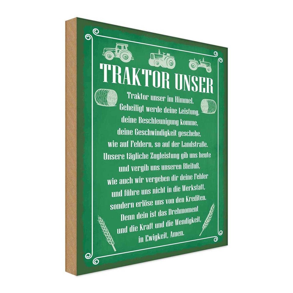 Holzschild 40x30 cm Traktor unser in Ewigkeit Amen Dekoration