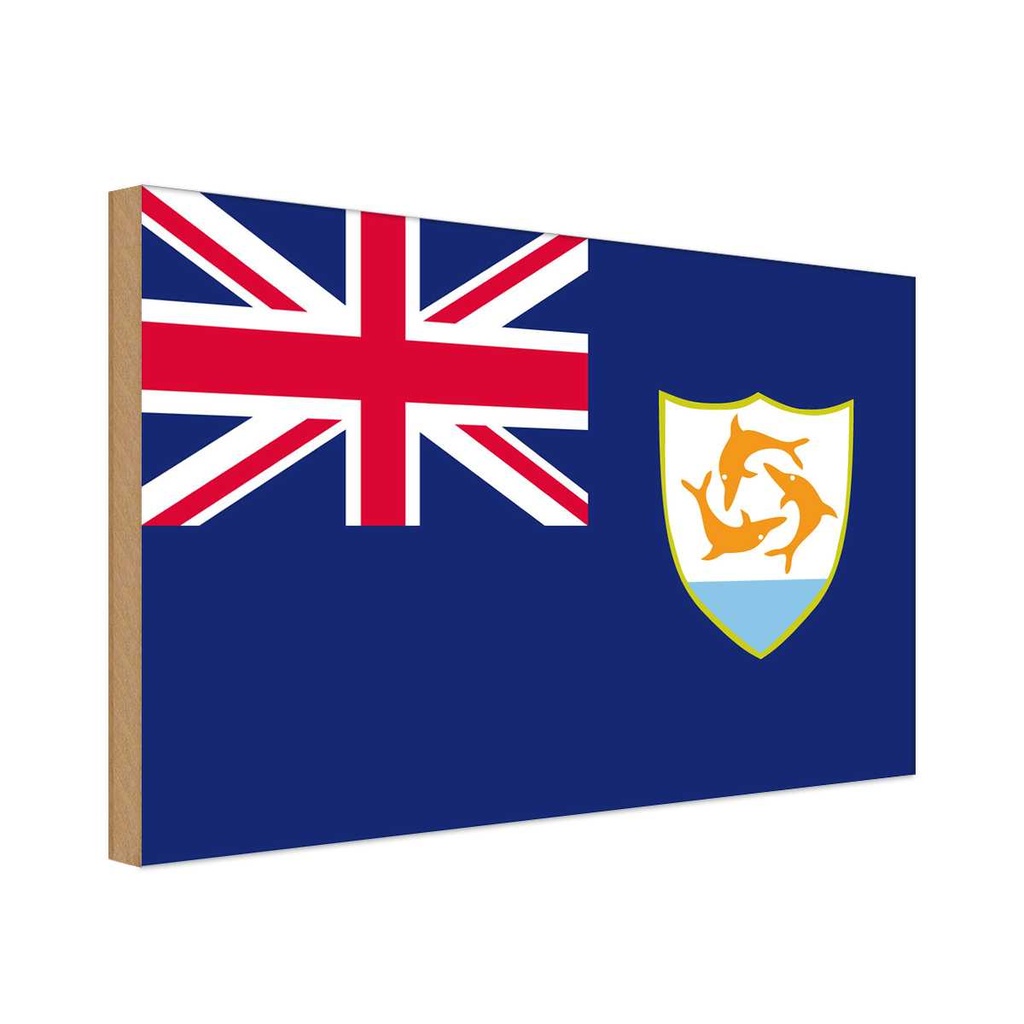 Holzschild 30x40 cm Anguillas Anguilla Flagge Fahne Wappen