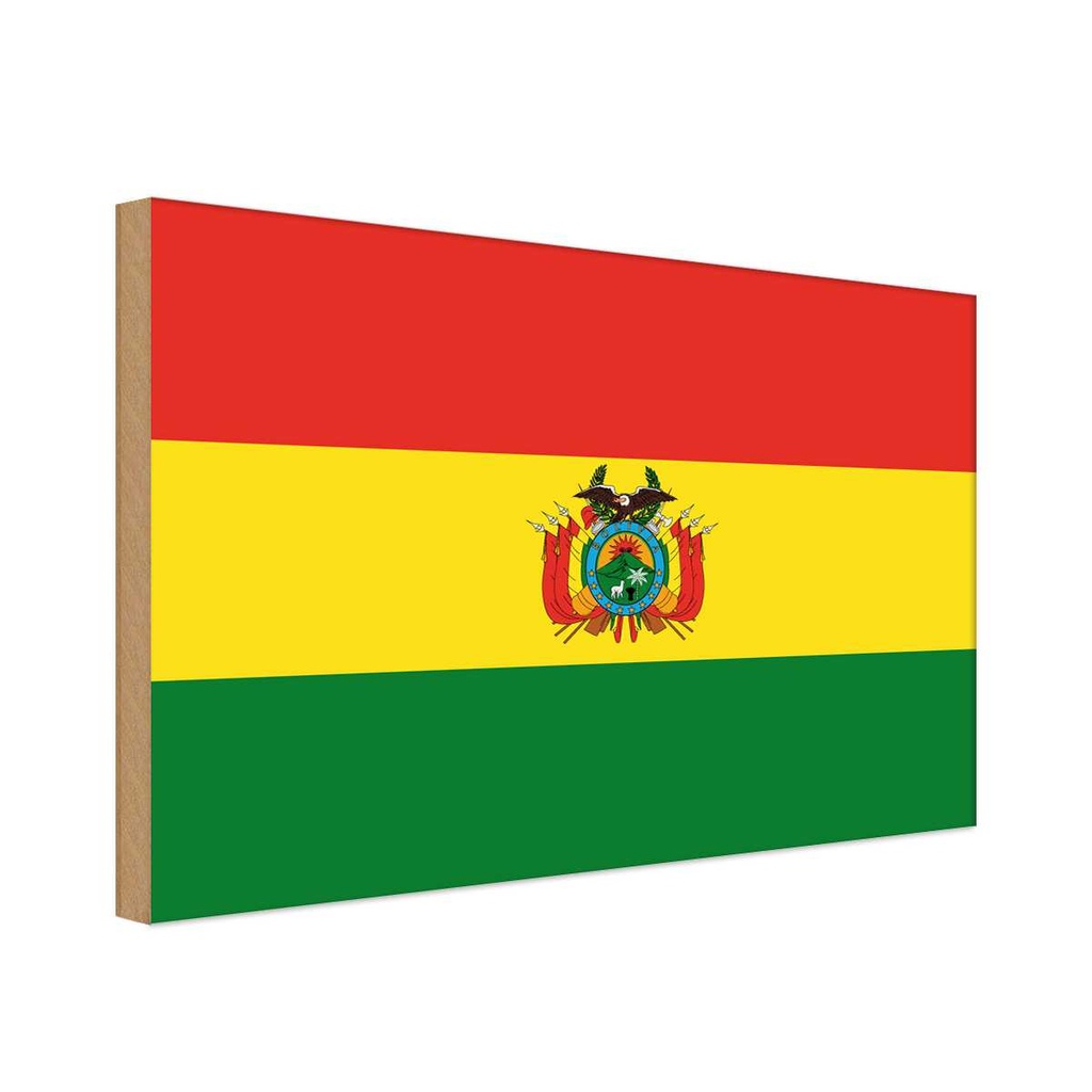 Holzschild 30x40 cm Boliviens Bolivia Flagge Fahne Wappen