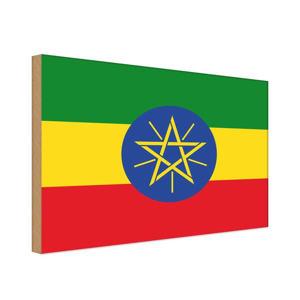 Holzschild 30x40 cm Äthiopiens Ethiopia Flagge Fahne Wappen