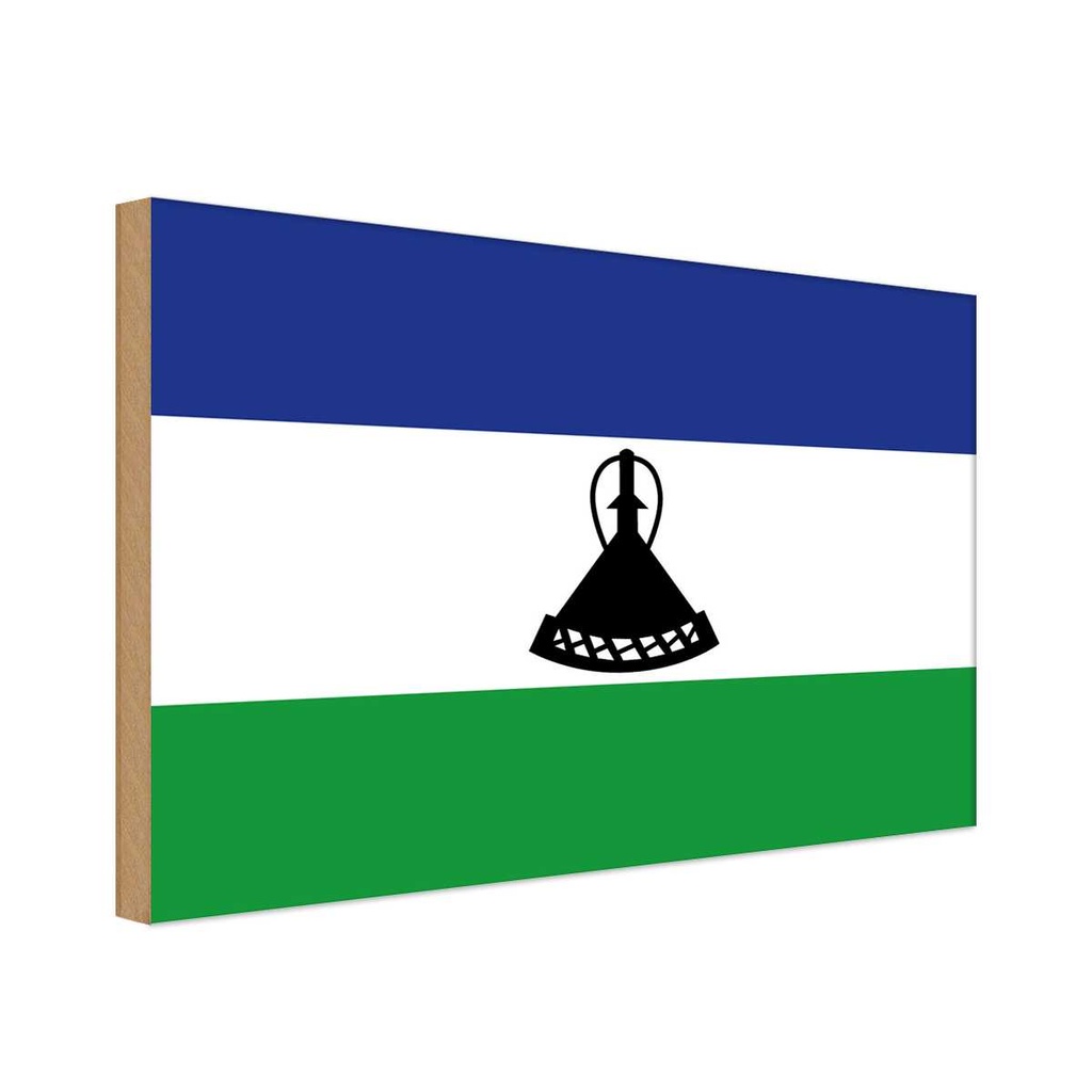 Holzschild 30x40 cm Lesothos Lesotho Flagge Fahne Wappen