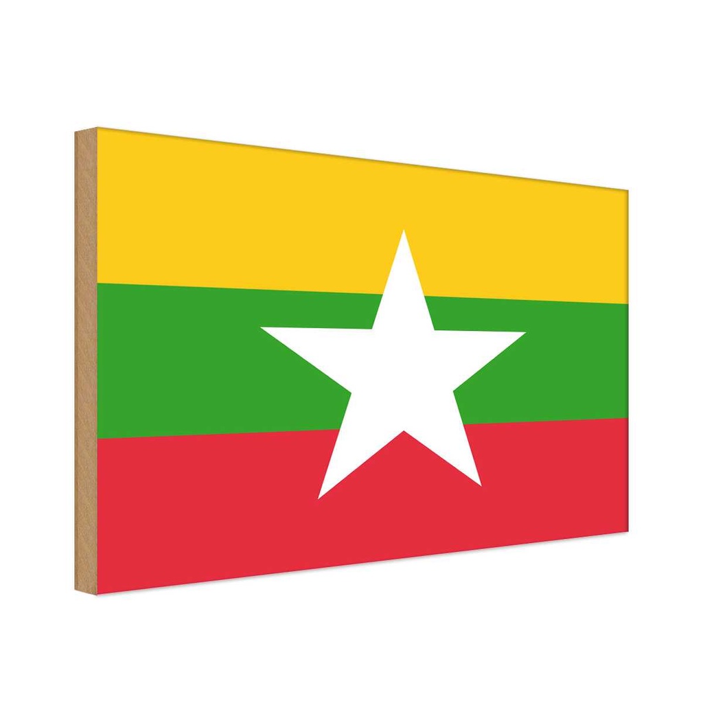 Holzschild 30x40 cm Myanmars Myanmar Flagge Fahne Wappen