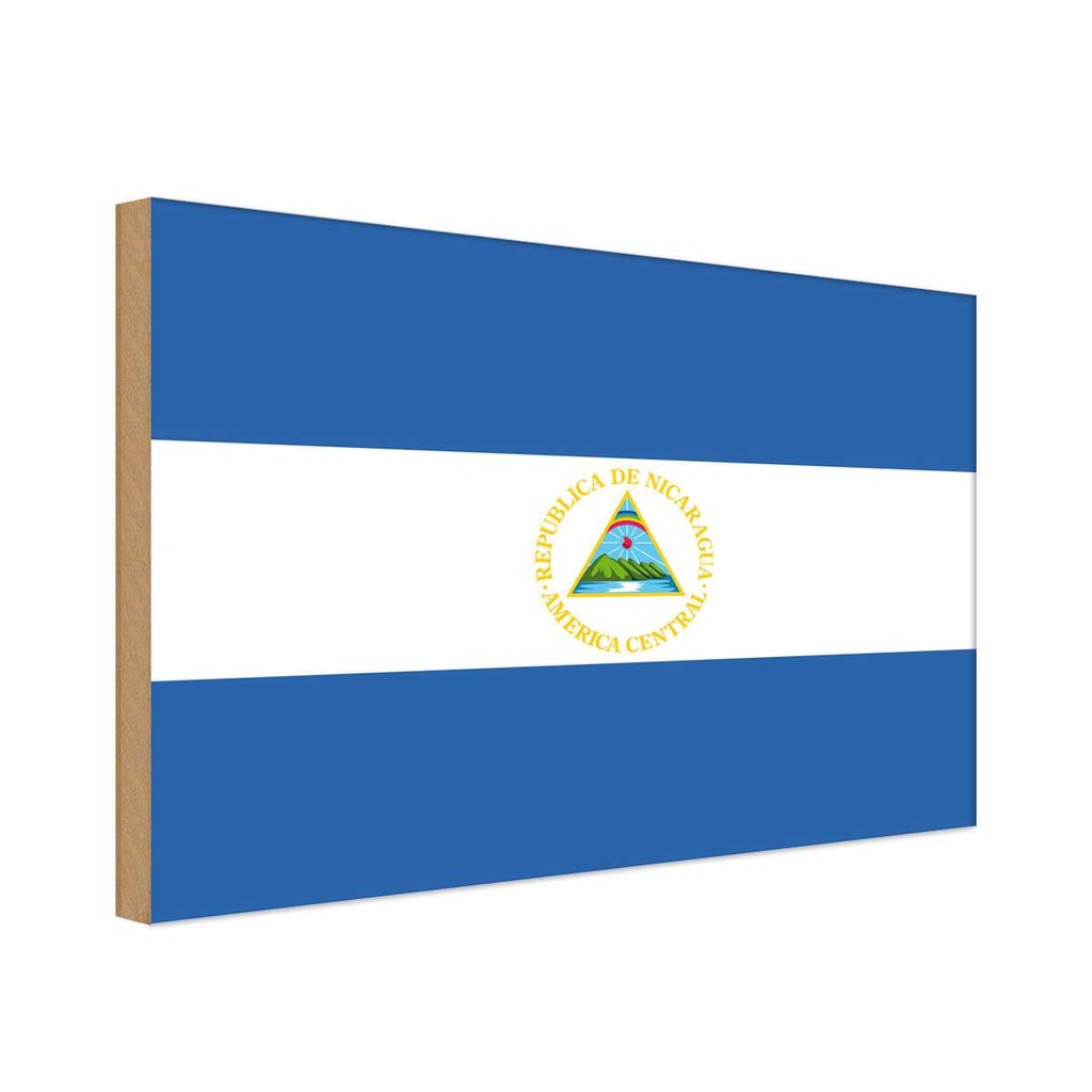 Holzschild 30x40 cm Nicaraguas Nicaragua Flagge Fahne Wappen