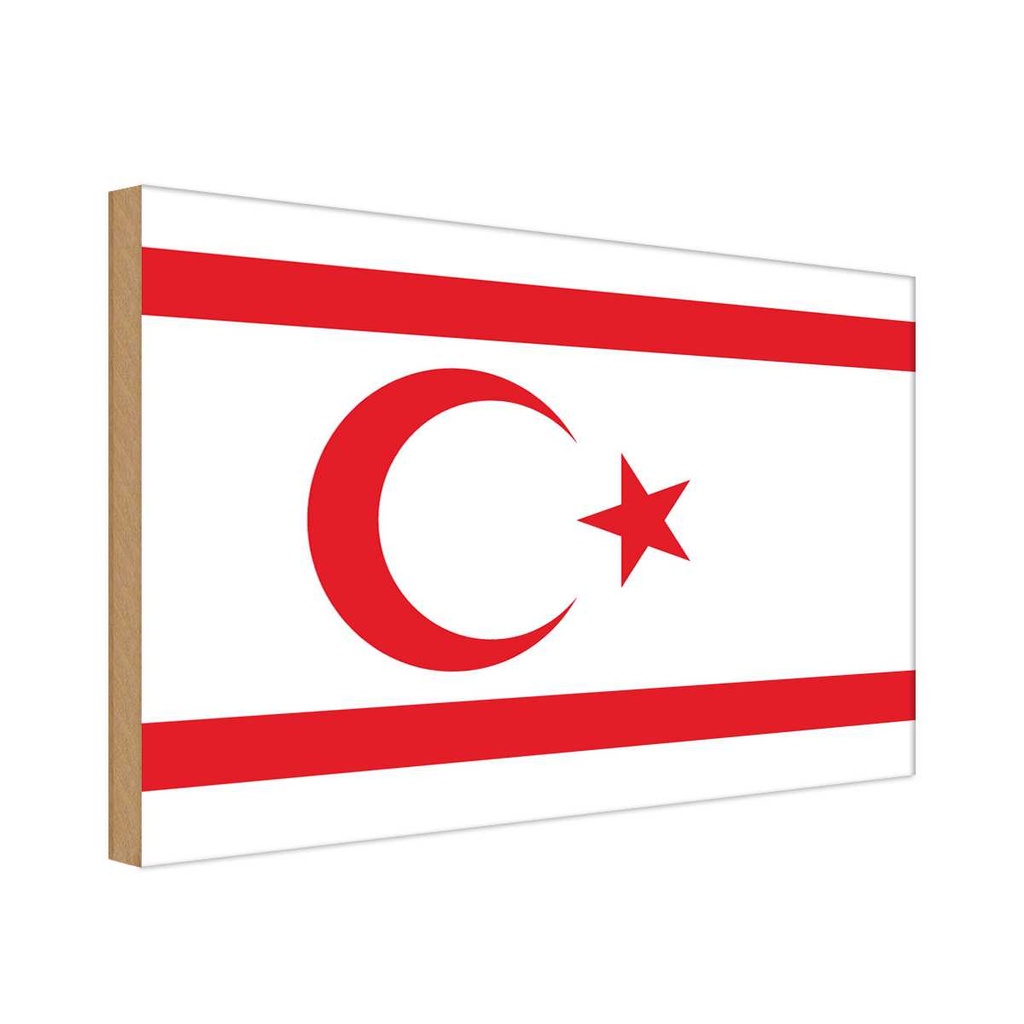 Holzschild 30x40 cm Nordzypern Northern Cyprus Flagge Fahne Wappen