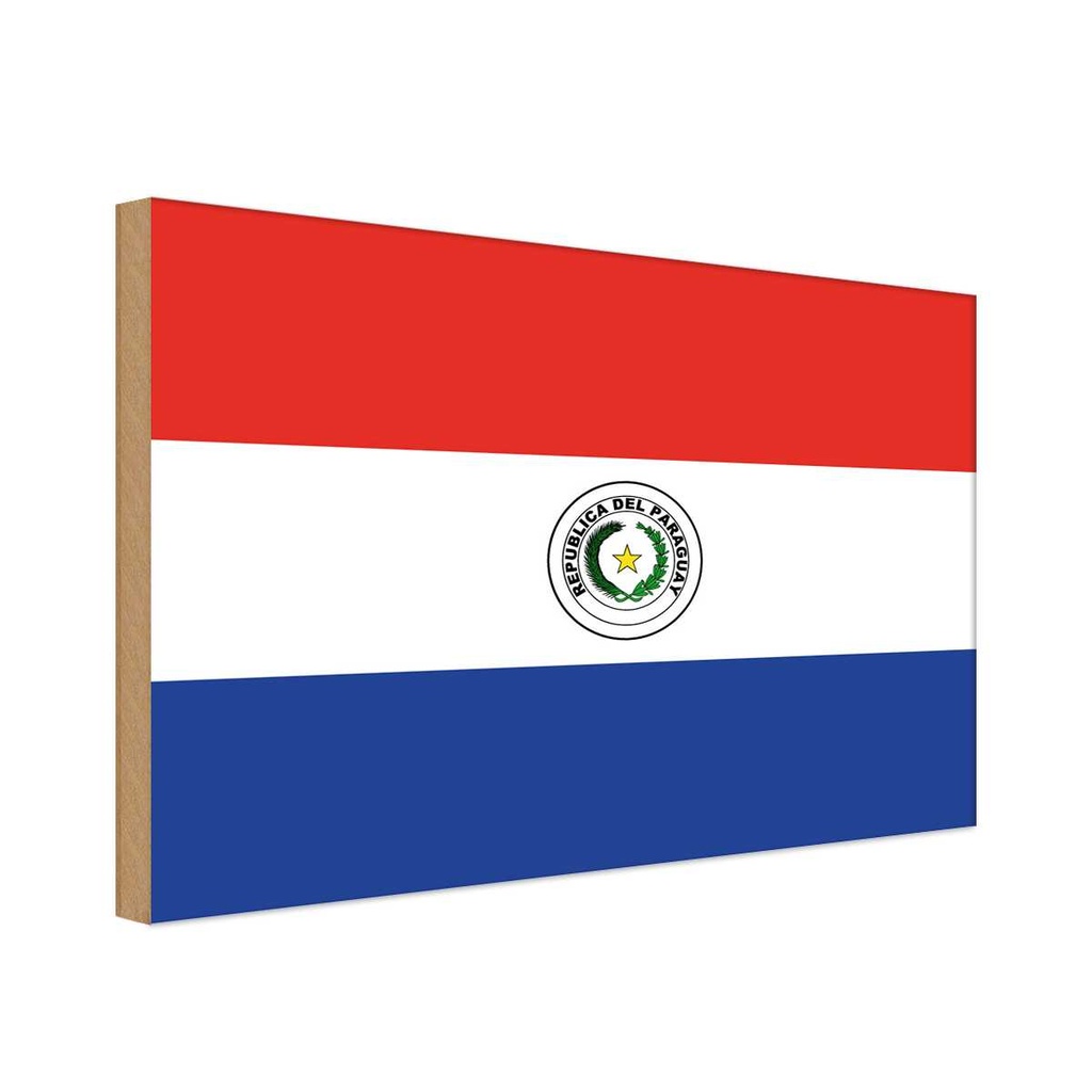 Holzschild 30x40 cm Paraguays Paraguay Flagge Fahne Wappen